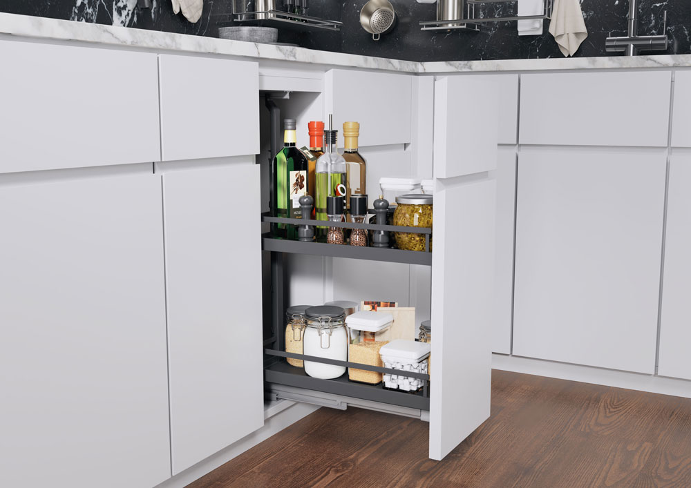 КОМПЛЕКТ Диспенса Джуниор Слим 400 мм, H 695-783, Арена СТИЛЬ, 2 полки, цвет АНТРАЦИТ Kessebohmer | официальный магазин