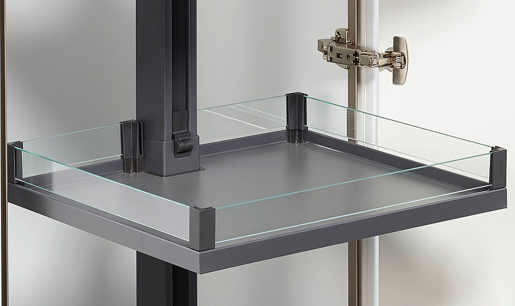 Комплект полок 5шт + 1 ручка, со стеклянными боковинами, Конвой Лавидо 450 мм, Арена ВАРИО, цвет АНТРАЦИТ Kessebohmer | официальный магазин