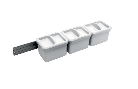 Набор емкостей №6 Юбокс, Тандем Сайд 600 мм, цвет Титан / емкости Белые Kessebohmer | официальный магазин