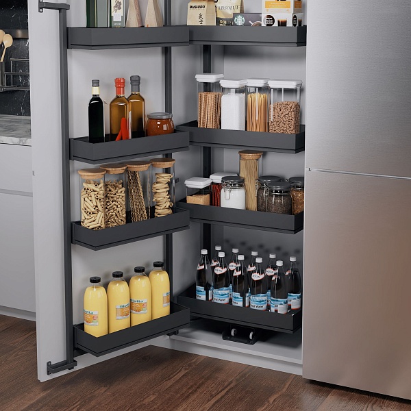 КОМПЛЕКТ Тандем II 450 мм, H 1100, Арена ПЬЮР, 4 полки, цвет АНТРАЦИТ Kessebohmer | официальный магазин