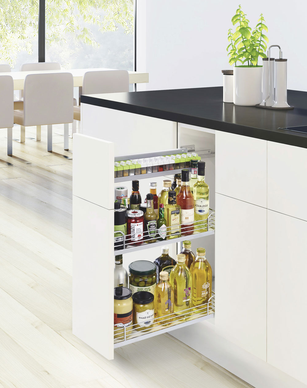 КОМПЛЕКТ правый, Комфорт II 300 мм, H 654, Арена КЛАССИК, 2 полки + полка для специй, цвет ТИТАН Kessebohmer | официальный магазин