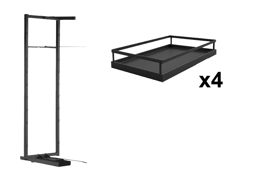 Комплект внутренний, Тандем II 450 мм, H 1100, Арена СТИЛЬ, Рама + 4 полки, цвет АНТРАЦИТ Kessebohmer | официальный магазин