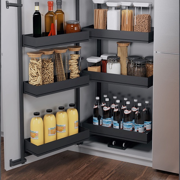 КОМПЛЕКТ Тандем II 600 мм, H 800, Арена ПЬЮР, 3 полки, цвет АНТРАЦИТ Kessebohmer | официальный магазин